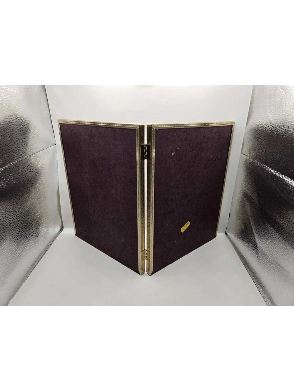Vintage Gold Tone Metal Double 8x10 Picture Frame Bi Fold Hinged MCM Desktop